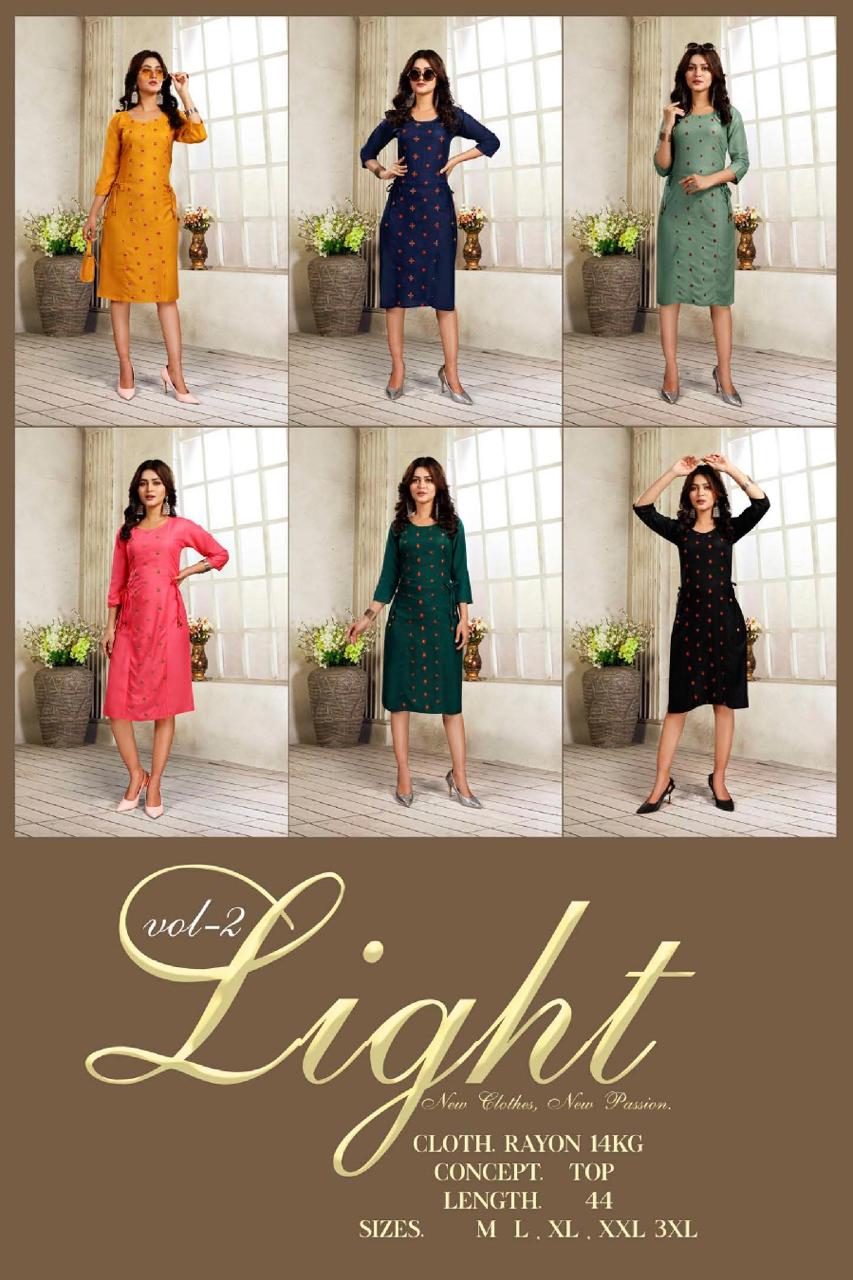 Light 2 Fancy Ethnic Wear Rayon Designer Latest Kurti Collection